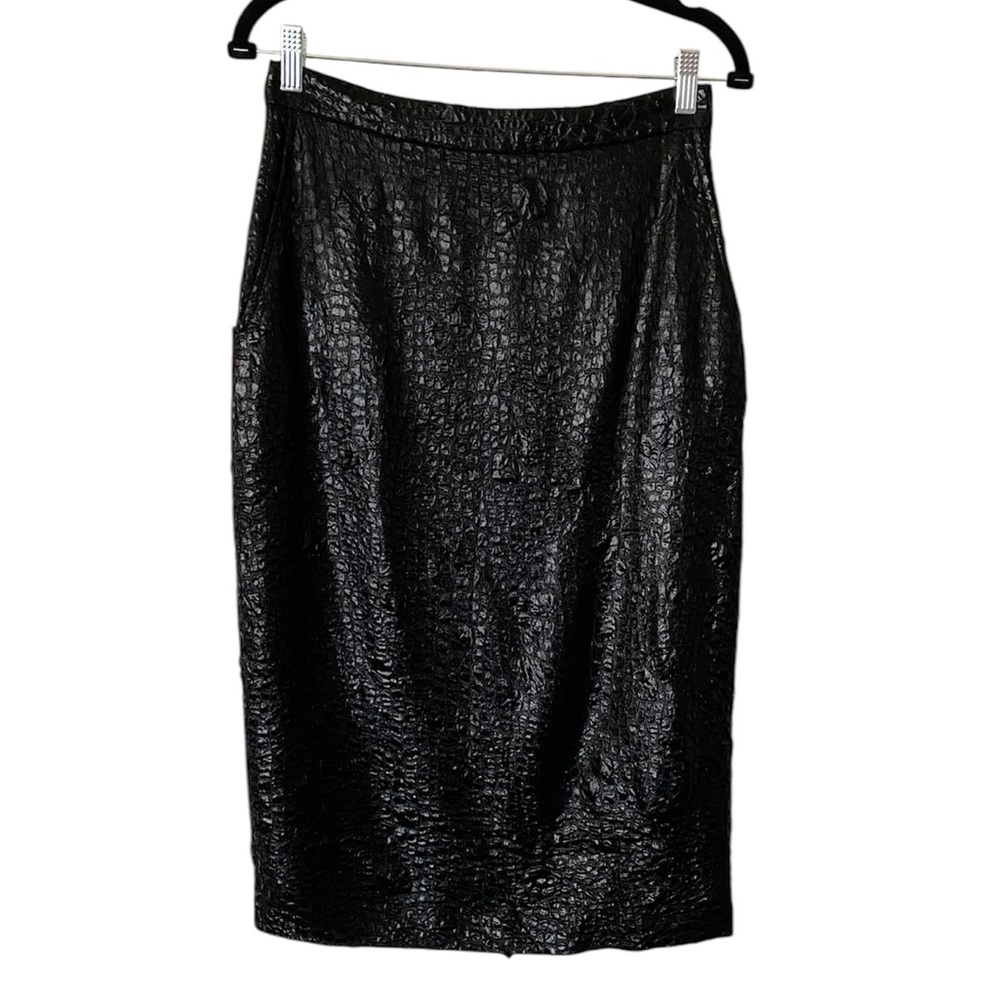 Vintage Exit Shops elegant black textured pencil skirt size 6 (12 in vintage)